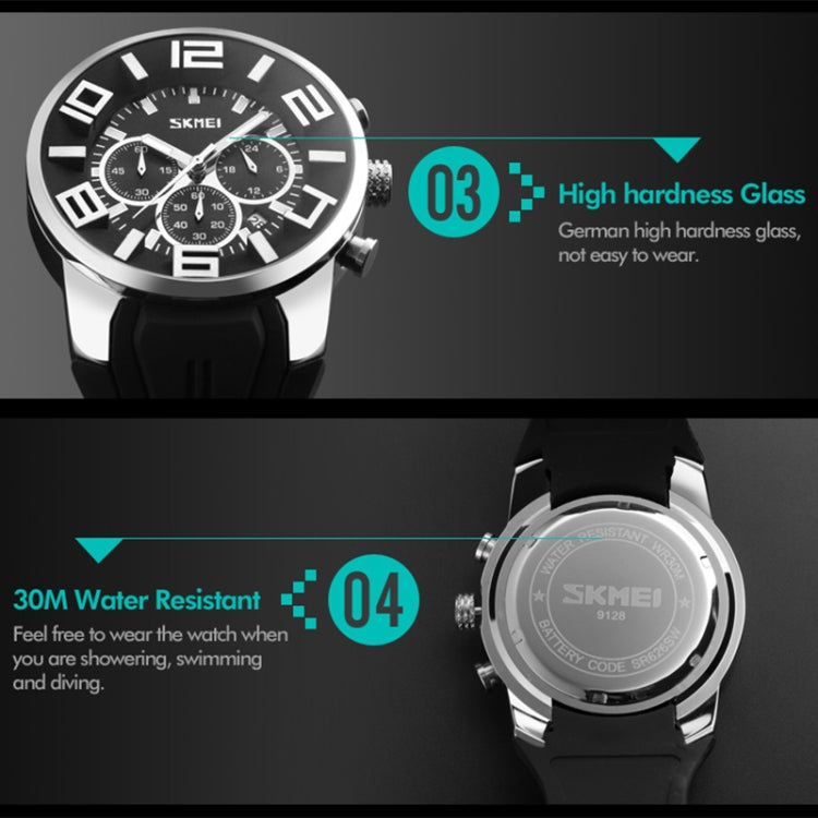 SKMEI 9128 Orologio da polso sportivo multifunzionale 3D con quadrante grande e orologio al quarzo impermeabile da 30 m