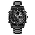 SKMEI 1389 Orologio digitale da uomo multifunzionale da uomo 30m Orologio da polso con quadrante grande impermeabile con cinturino in acciaio inossidabile, 1389 Black, 1389 Blue, 1389 Silver, 1389 Silver+Black