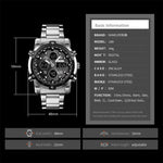 SKMEI 1389 Orologio digitale da uomo multifunzionale da uomo 30m Orologio da polso con quadrante grande impermeabile con cinturino in acciaio inossidabile, 1389 Black, 1389 Blue, 1389 Silver, 1389 Silver+Black