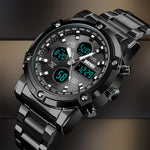 SKMEI 1389 Orologio digitale da uomo multifunzionale da uomo 30m Orologio da polso con quadrante grande impermeabile con cinturino in acciaio inossidabile, 1389 Black, 1389 Blue, 1389 Silver, 1389 Silver+Black