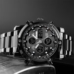 SKMEI 1389 Orologio digitale da uomo multifunzionale da uomo 30m Orologio da polso con quadrante grande impermeabile con cinturino in acciaio inossidabile, 1389 Black, 1389 Blue, 1389 Silver, 1389 Silver+Black