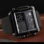 SKMEI 1391 Orologio digitale da uomo multifunzionale da uomo Orologio da polso con quadrante quadrato impermeabile da 30 m con cinturino in pelle