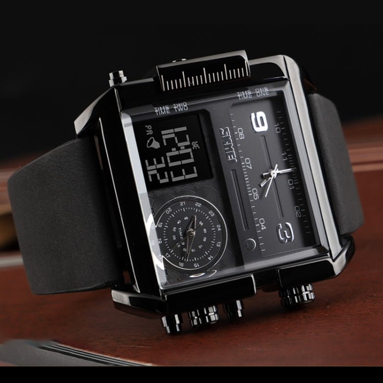 SKMEI 1391 Orologio digitale da uomo multifunzionale da uomo Orologio da polso con quadrante quadrato impermeabile da 30 m con cinturino in pelle