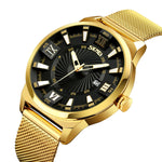 SKMEI 9166 Fashion Men Business Watch 30m Orologio da polso al quarzo in metallo impermeabile