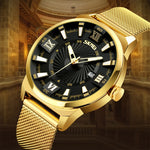 SKMEI 9166 Fashion Men Business Watch 30m Orologio da polso al quarzo in metallo impermeabile