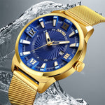 SKMEI 9166 Fashion Men Business Watch 30m Orologio da polso al quarzo in metallo impermeabile