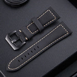 Cinturino in pelle per orologio con fibbia nera satinata a strati Crazy Horse, dimensioni: 20 mm