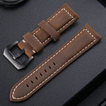Cinturino in pelle per orologio con fibbia nera satinata a strati Crazy Horse, dimensioni: 20 mm