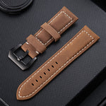 Cinturino in pelle per orologio con fibbia nera smerigliata strato Crazy Horse, dimensioni: 22 mm