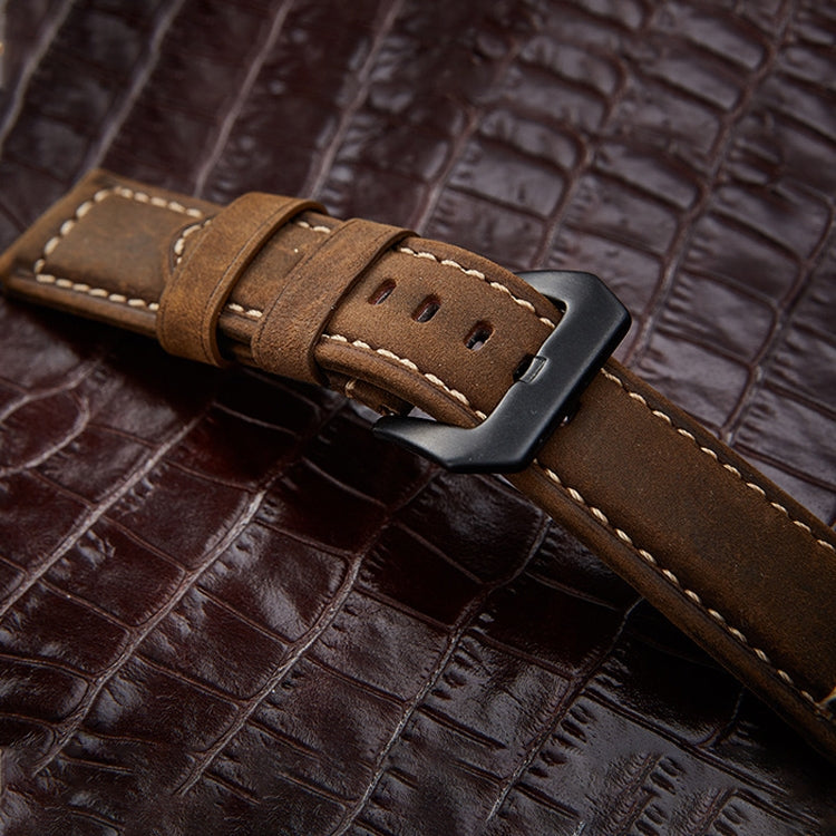 Cinturino in pelle per orologio con fibbia nera satinata a strati Crazy Horse, dimensioni: 26 mm