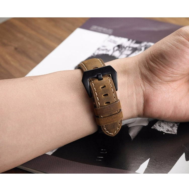 Cinturino in pelle per orologio con fibbia in argento smerigliato strato Crazy Horse, dimensioni: 20 mm