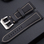 Cinturino in pelle per orologio con fibbia in argento smerigliato strato Crazy Horse, dimensioni: 24 mm