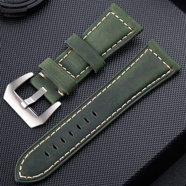 Cinturino in pelle per orologio con fibbia in argento smerigliato strato Crazy Horse, dimensioni: 26 mm
