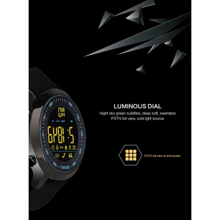 EX18 Smart Sports Watch FSTN Schermo intero Quadrante luminoso Cinturino in TPU ad alta resistenza, Conteggio passi di supporto / Calorie bruciate / Calendario Data / Bluetooth 4.0 / Promemoria chiamata in arrivo / Promemoria batteria scarica