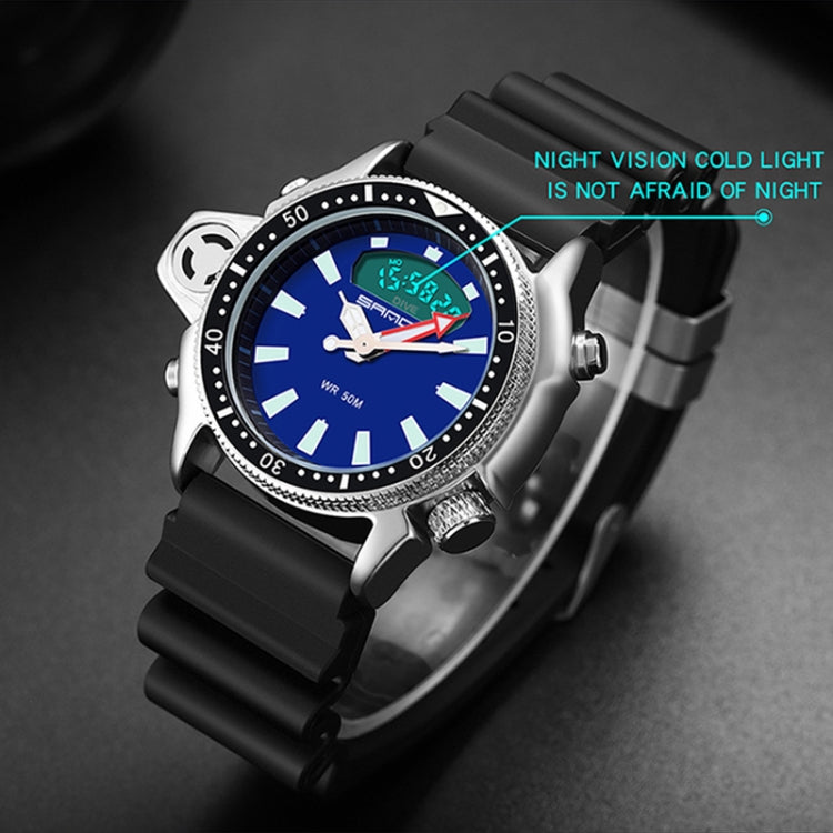 Orologio da polso digitale impermeabile SANDA 3008 da uomo multifunzionale per sport all'aria aperta nottilucenti da 50 m