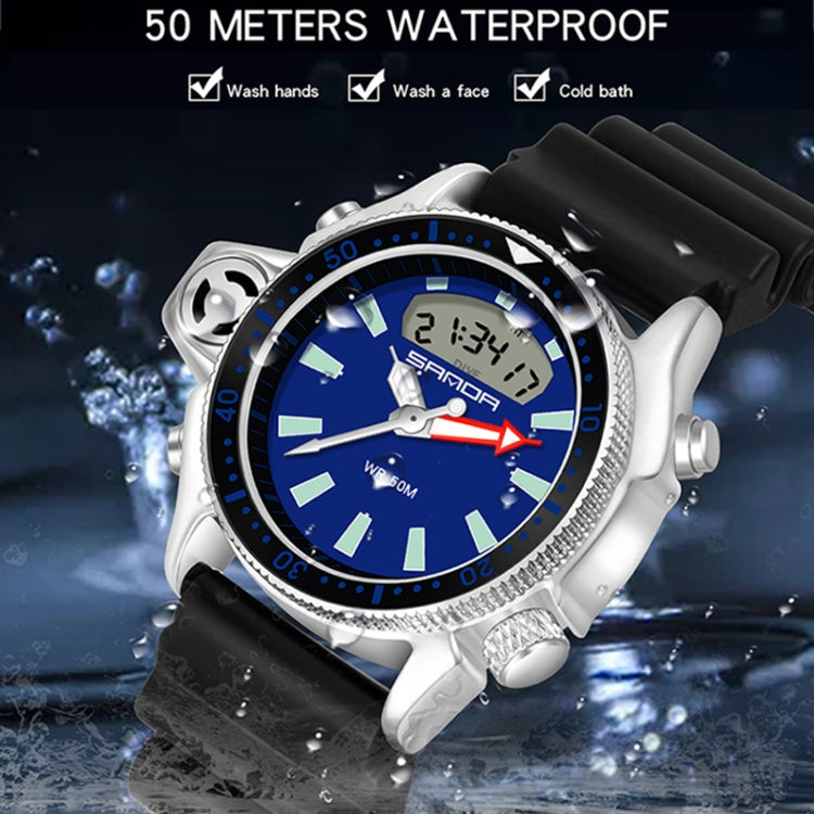 Orologio da polso digitale impermeabile SANDA 3008 da uomo multifunzionale per sport all'aria aperta nottilucenti da 50 m