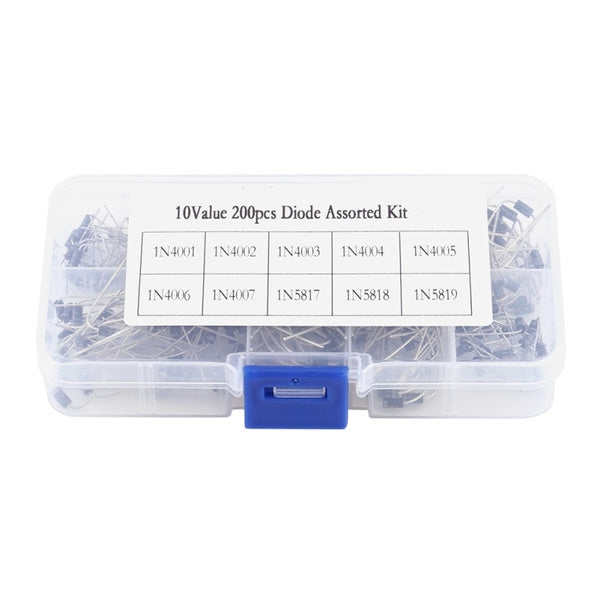 Kit 200 diodi assortiti 10 tipi da 1N4001-1N5819 WB1038