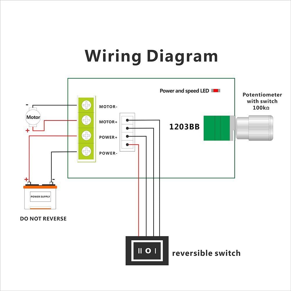 Regolatore di velocità PWM con interruttore 6V 12V 24V 28V 3A 80W WB1046Regolatore di velocità PWM con interruttore 6V 12V 24V 28V 3A 80W WB1046