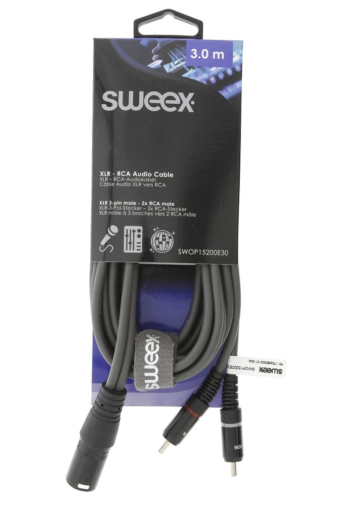 Cavo Stereo XLR 3p (M) - 2x RCA Maschio 3m Grigio Scuro SWOP15200E30 8717534024229 WB1200