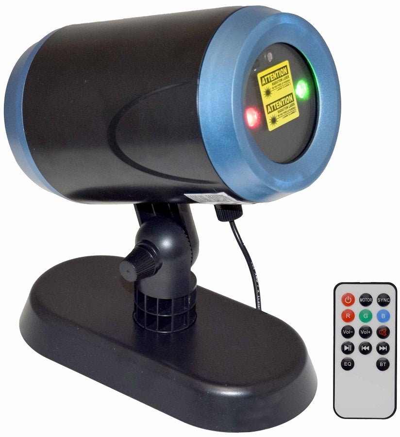 Effetto luce proiettore doppio laser rosso/verde con telecomando e altoparlante Bluetooth