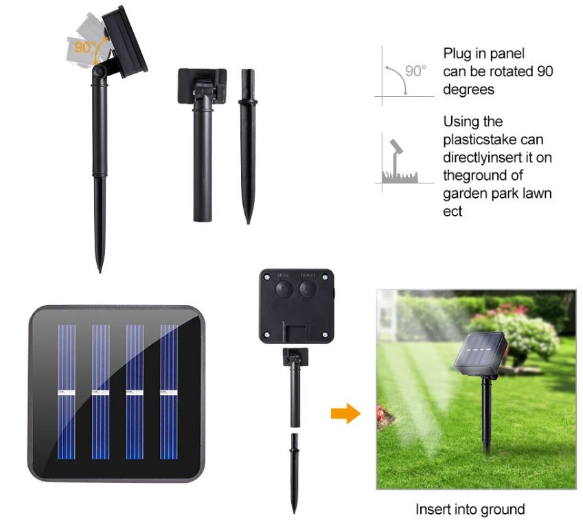 Striscia LED RGB  in filo di rame 10m 100 led con pannello solare 8055947820657 AB-TA201 WB1412