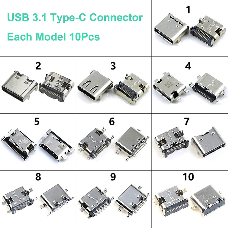Kit connettore USB type C 3.1 confezione da 100 pezzi WB1585