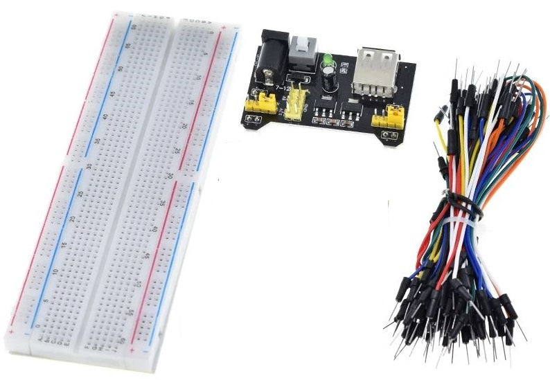 Kit breadboard MB102 830 punti con cavi jumper e modulo di alimentazione