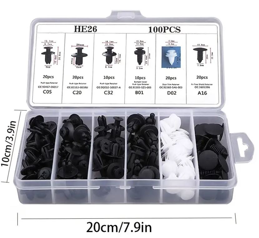 Set di rivetti in platica HE26 100 pezzi 10126 5907451362280 WB1735