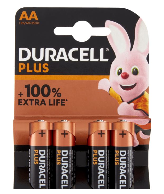 Batteria stilo alcalina 1.5V AA Duracell - confezione da 4 pezzi
