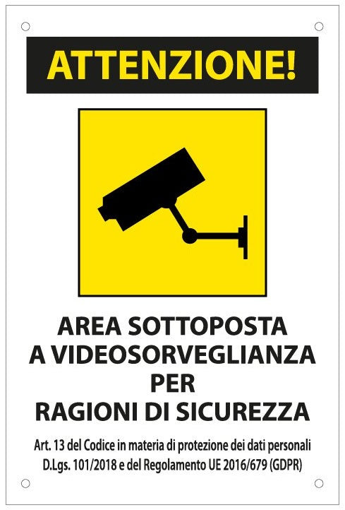 Cartello segnaletico area videosorvegliata 20x30cm 8024814296949 WB1919