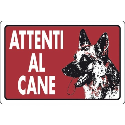 Cartello segnaletico attenti al cane 30x20cm