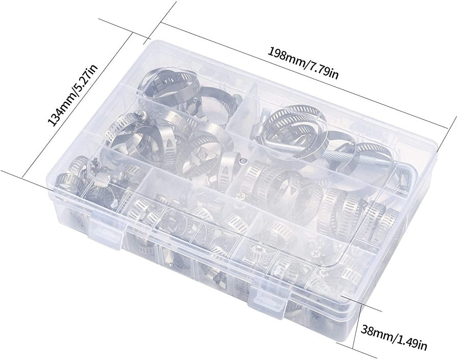 Kit fascette stringi tubo in acciaio misure da 8 a 12mm confezione da 60 WB1926