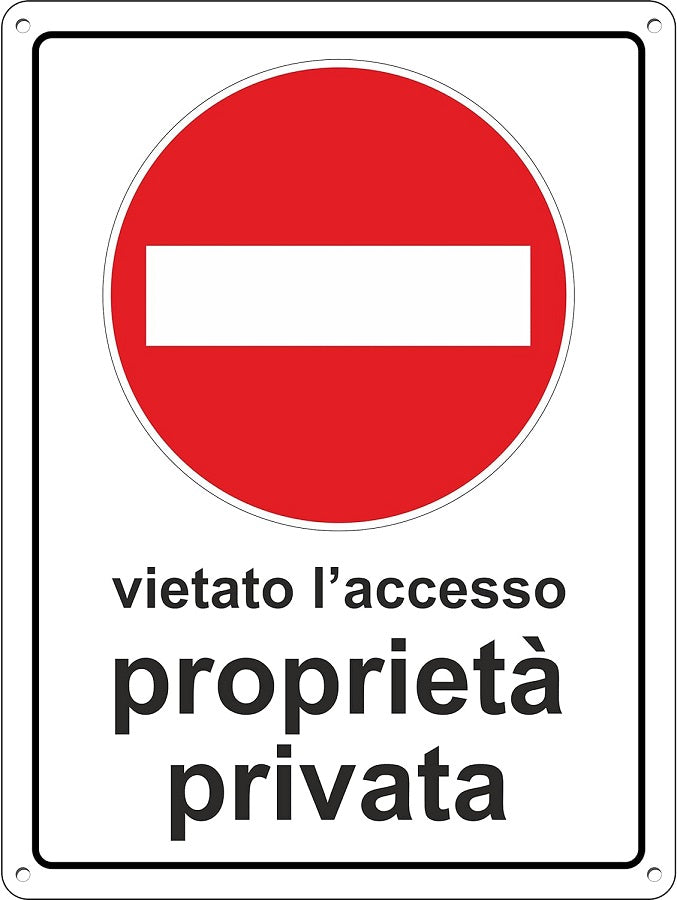 Cartello segnaletico vietato l'accesso proprietà privata 20x30cm