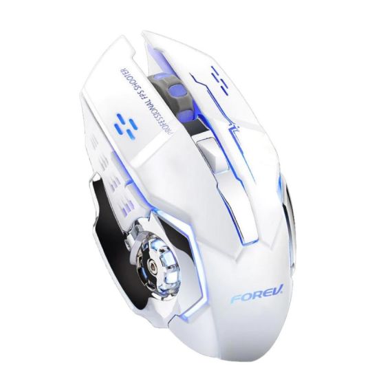 Mouse da gaming LED wireless con batteria ricaricabile incorporata bianco FV-W502