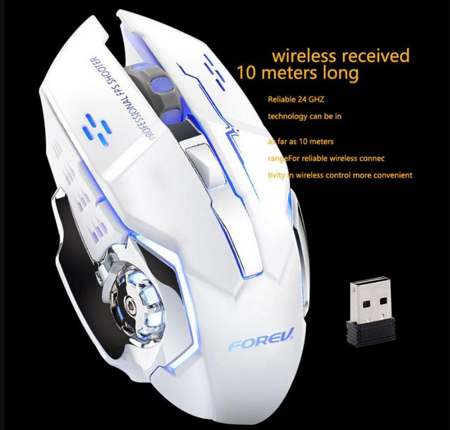 Mouse da gaming LED wireless con batteria ricaricabile incorporata bianco FV-W502 6959229900278 FV-W502 WB2260
