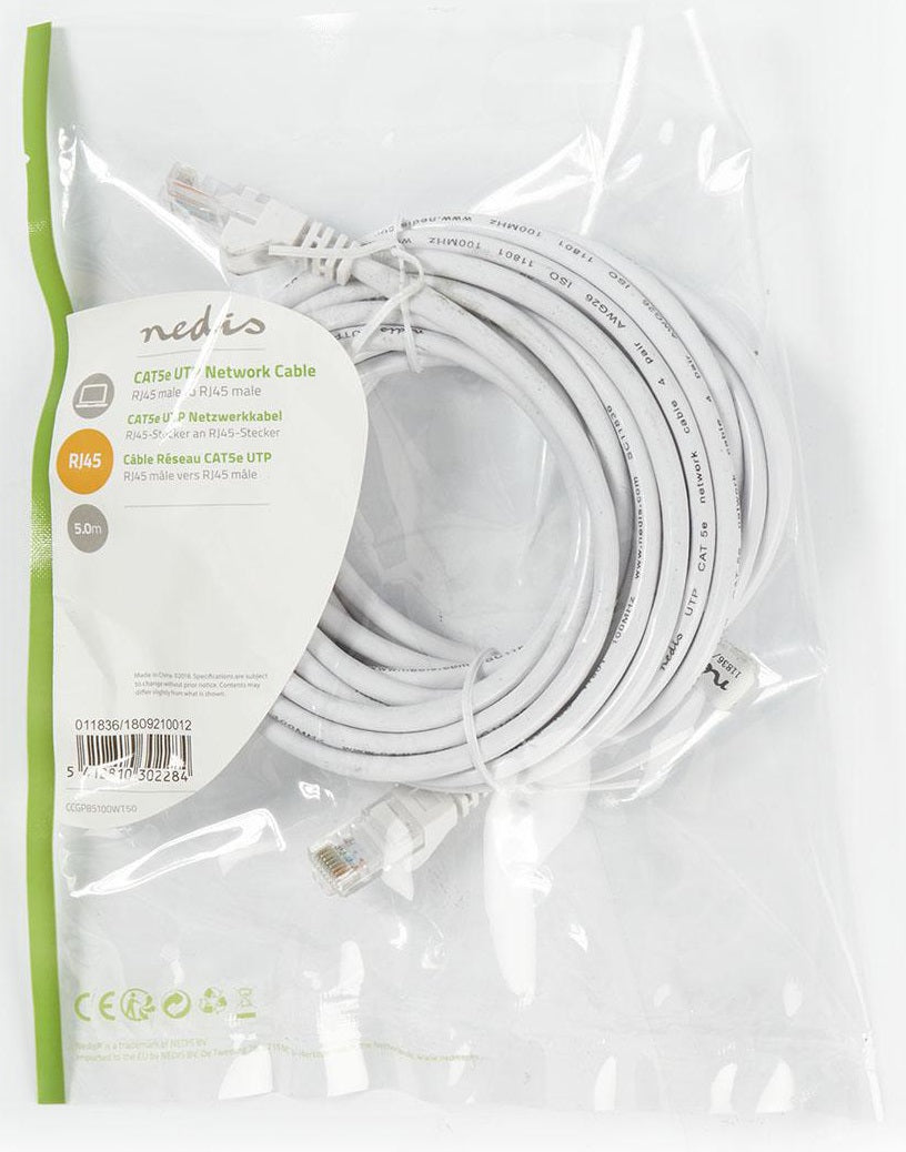 Cavo di rete Cat 5e UTP RJ45 (8P8C) maschio 5m CCGP85100WT50 5412810302284 WB2288