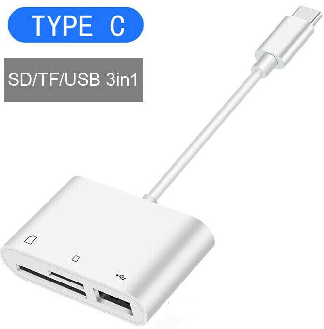 Adattatore USB Type C ad USB 2.0/SD/TF bianco