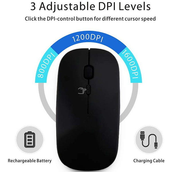 Mouse wireless nero con batteria ricaricabile incorporata WB2375