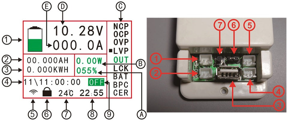 Misuratore di tensione/corrente/temperatura wireless con display LCD VAC8010F 500V 100A WB243
