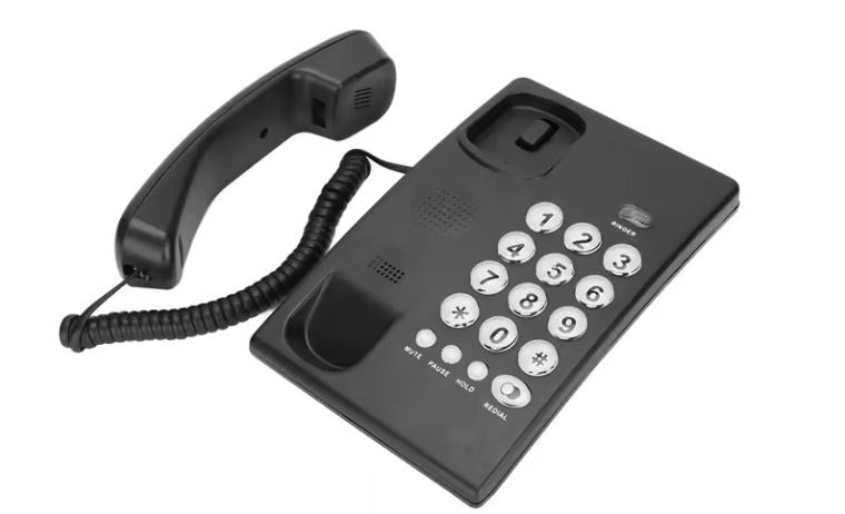 Telefono fisso con filo a pulsanti grandi nero