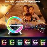 Lampada LED RGB Orologio/Radio FM/Bluetooth/AUX/scheda SD e ricarica wireless BT 3401 WB266