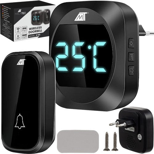 Campanello wireless nero con visualizzazione temperatura  WB270