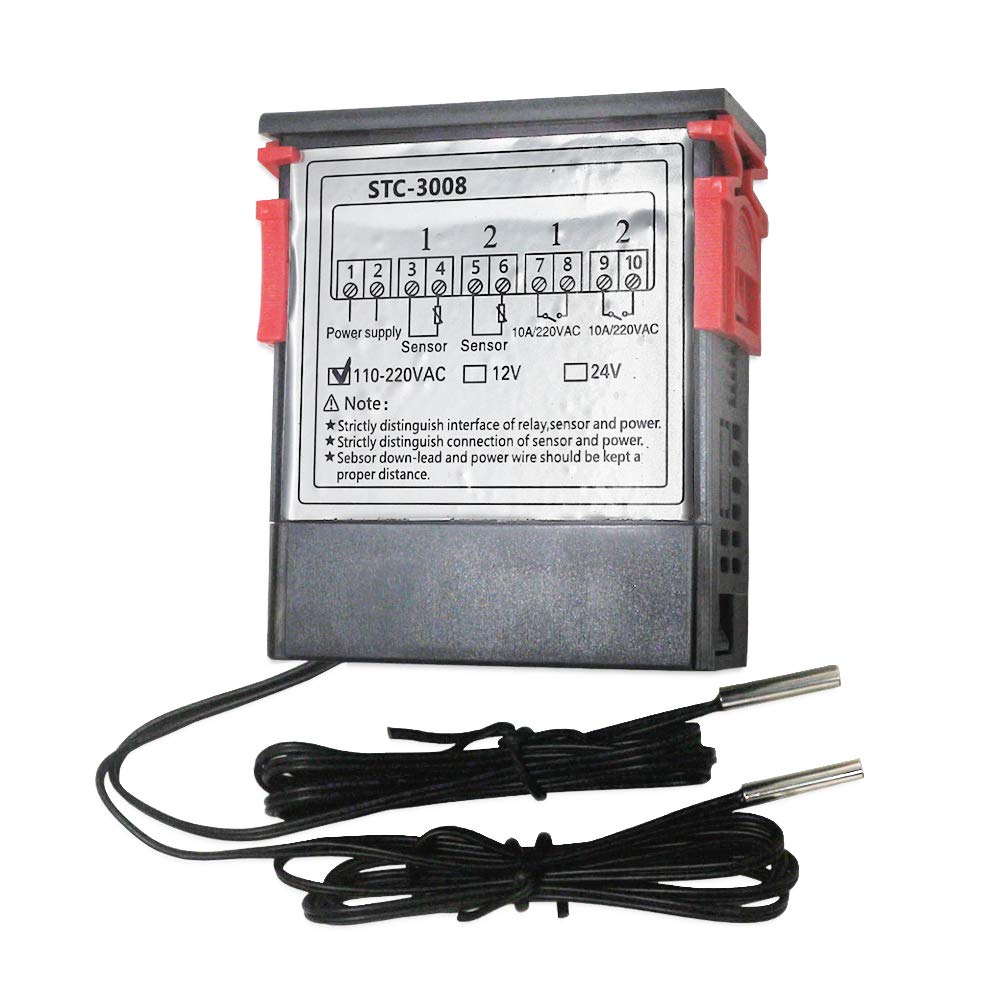 Termoregolatore DC 12V con sonda di temperatura STC-3008 WB340