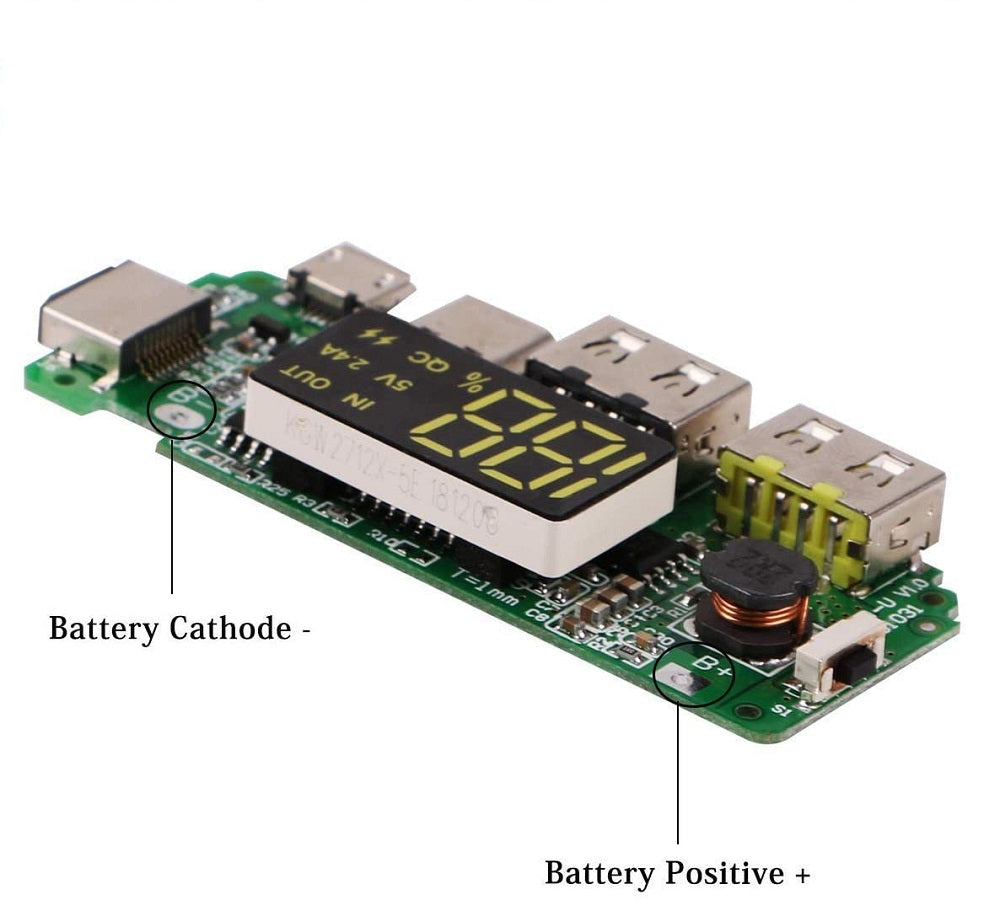 Modulo DualUSB 5V per batterie al litio 18650 con protezione da sovraccarico/cortocircuito WB344