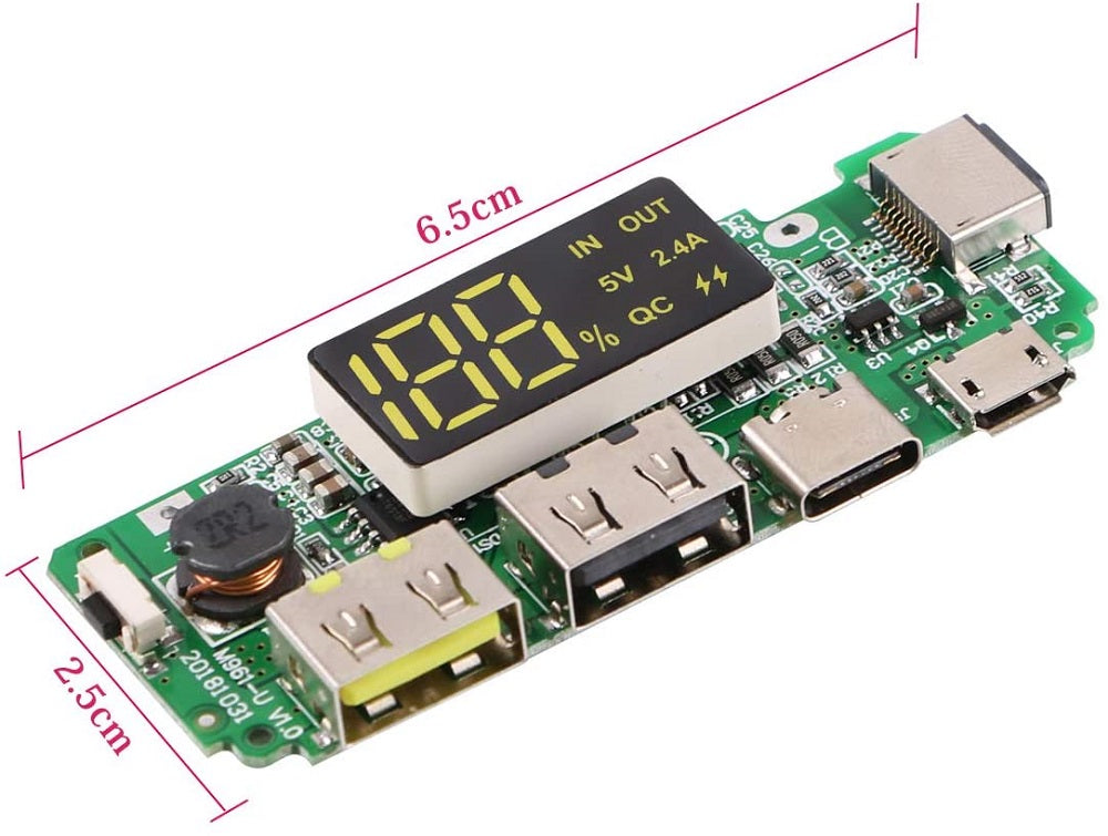 Modulo DualUSB 5V per batterie al litio 18650 con protezione da sovraccarico/cortocircuito WB344