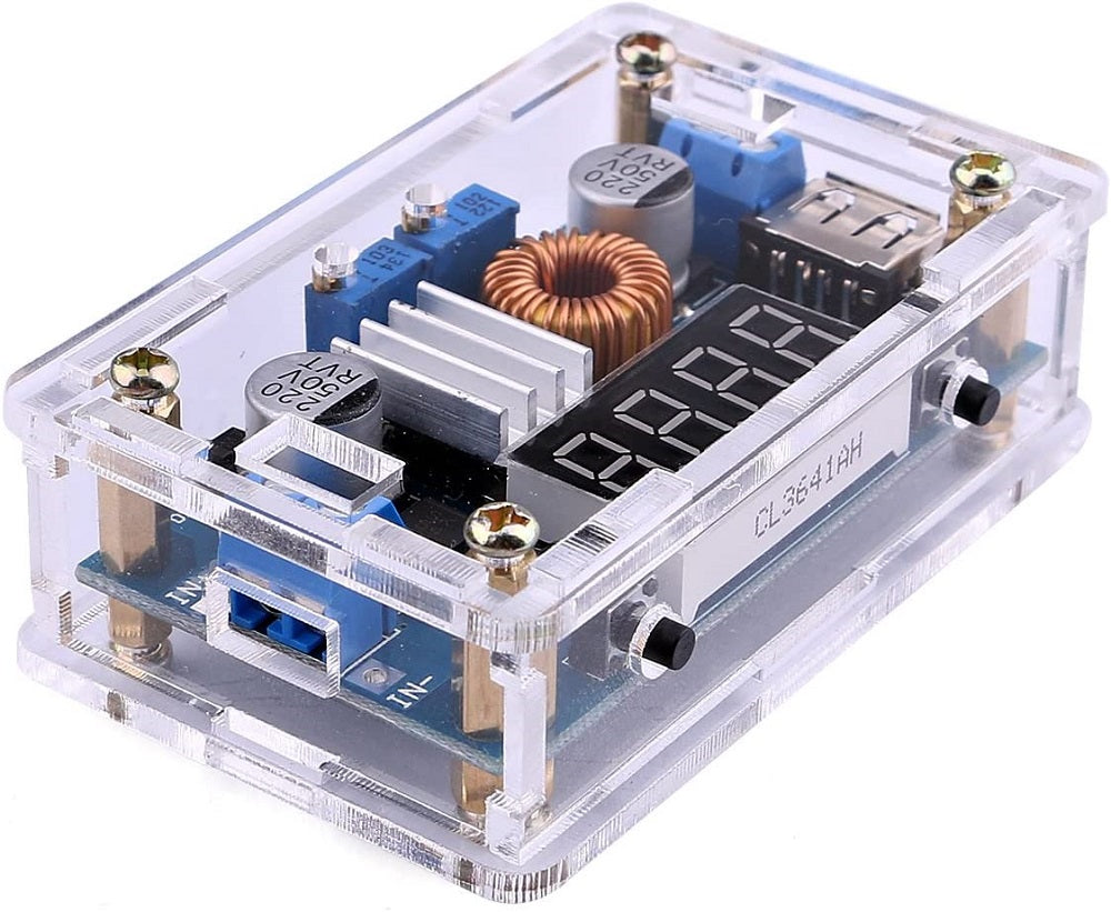 Regolatore di tensione da 5-36V a 1,25-32V DC con display e USB WB354