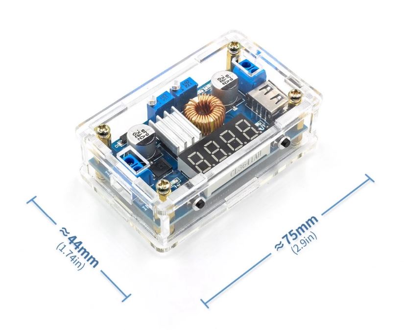 Regolatore di tensione da 5-36V a 1,25-32V DC con display e USB WB354