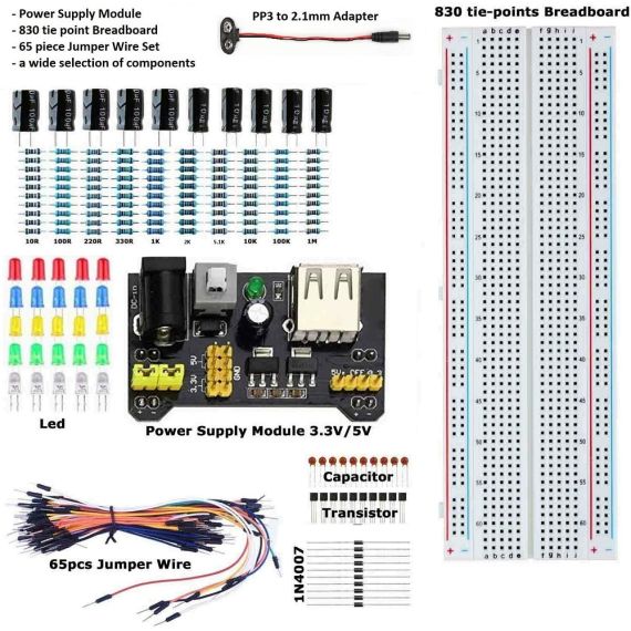 Set PSU per breadboard 2,1mm e cavi jumper