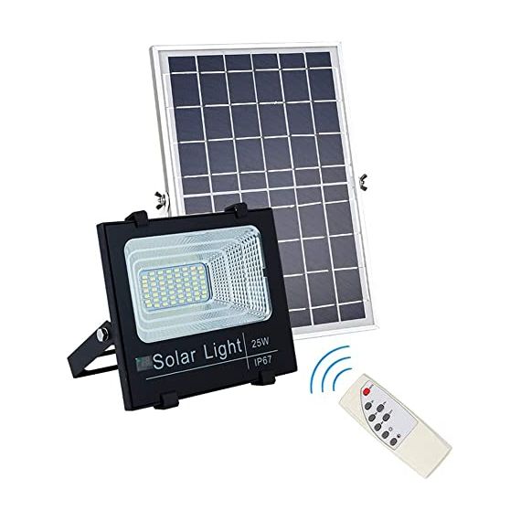 Kit faro LED dimmerabile 25W 6500k IP67 con pannello solare e telecomando