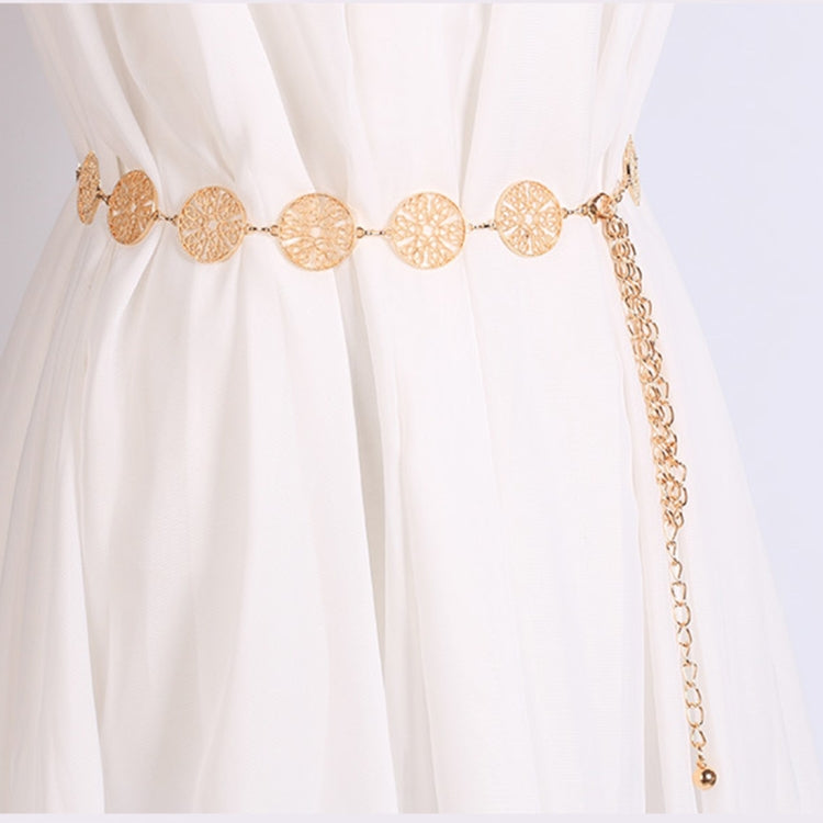Cintura da donna in metallo con catena traforata a forma di cerchio, cintura per abito da donna, lunghezza: 110 cm